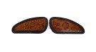 Customized Royal Enfield Interceptor 650cc Leather Knee Pad Pair Orange Crush D10 - SPAREZO